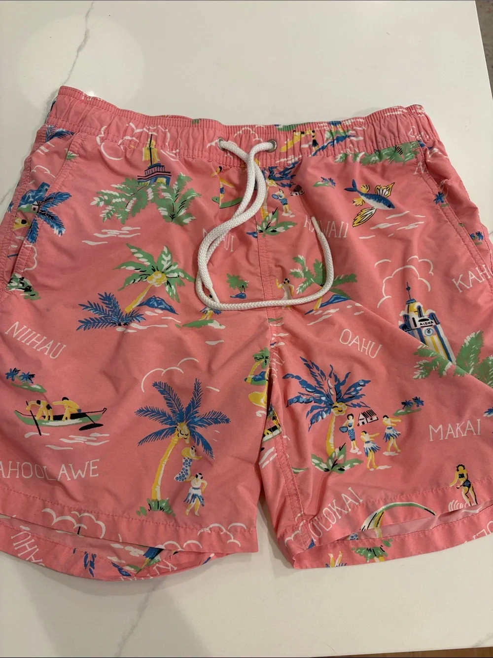 J. Crew Pink Hawaiian-Print Swim Shorts